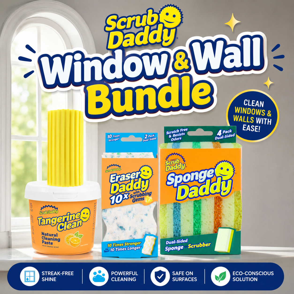 The Scrub Daddy Window & Wall Bundle: Your Secret Weapon for Spotless Surfaces ✨