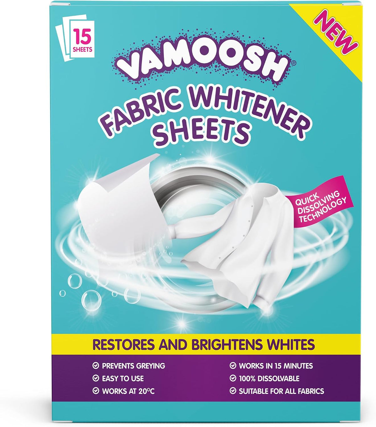 Vamoosh - Fabric Whitener Sheets (15 Pack)