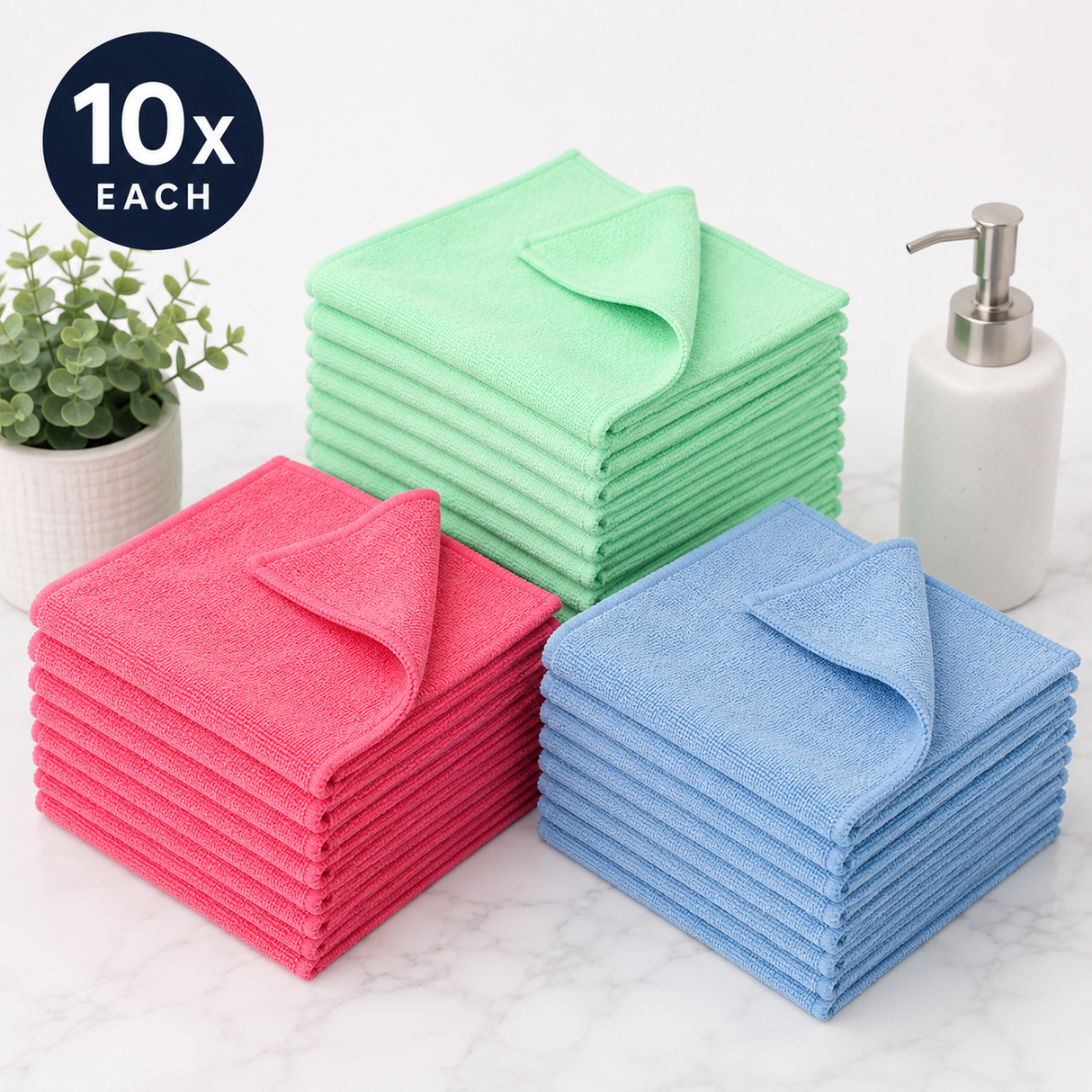 Edco - All Purpose Microfibre Cloths (30pk) 3 Colours Bundle