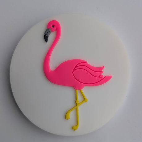 Flamingo on white circle 