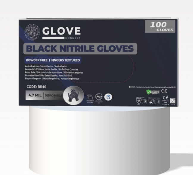 **Pre-order** Black Nitrile Gloves 4.7 mil (ETA Late Sept 2026)